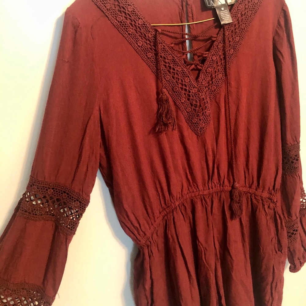 IN NY Romper Burgundy Lace Medium - Picture 2 of 6